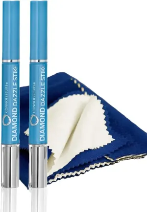 Rosenthal Collection – Diamond Dazzle Stik Jewelry Cleaner Pen - Instantly Restores Sparkle to Diamonds, Rings, and Fine Jewelry – Travel-Friendly and Easy-to-Use Brush (Two Stik with One Cloth)