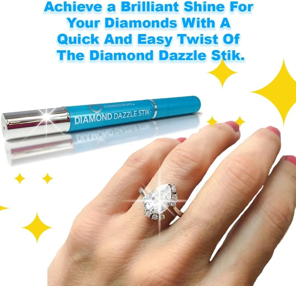 Rosenthal Collection – Diamond Dazzle Stik Jewelry Cleaner Pen - Instantly Restores Sparkle to Diamonds, Rings, and Fine Jewelry – Travel-Friendly and Easy-to-Use Brush (Two Stik with One Cloth)
