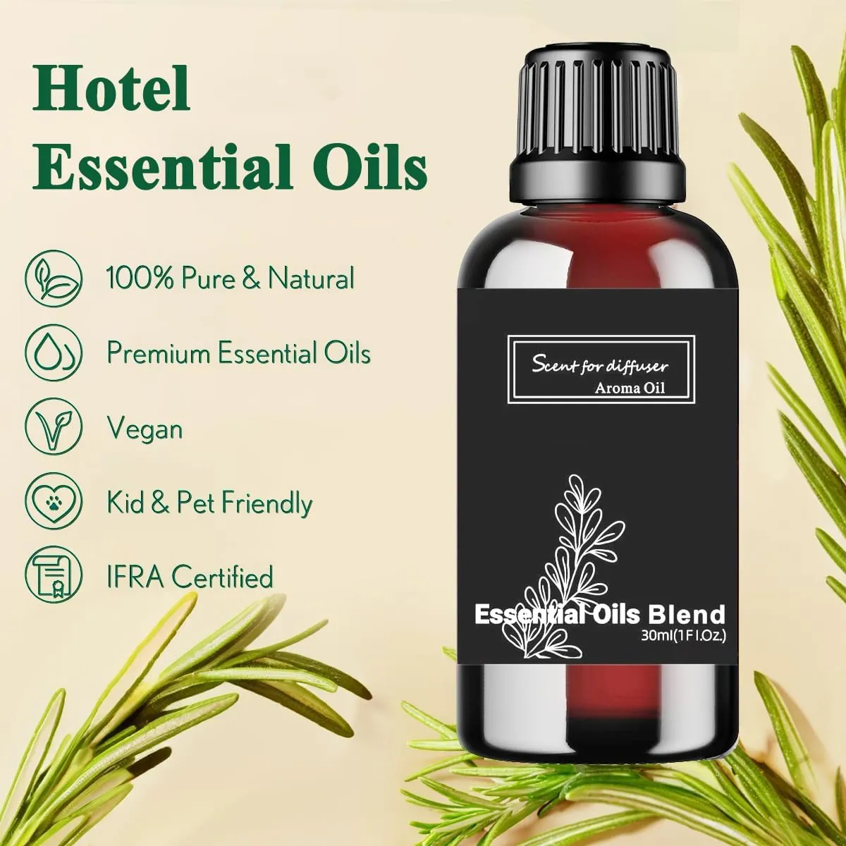 Roy Tranquility Essential Oil Inspired by Ritz-Carlton Hotel for Diffusers, Pure Hotel Diffuser Oil, Lush Sandalwood, Musk and Papyrus, Home Luxury & Hotel Scent - 30ML