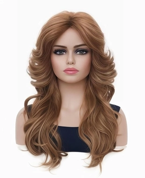 Rugelyss Vintage Wigs for Women Ginger Brown Mixed Blonde Wig for Lady Natural Synthetic Full Wigs for 70s 80s Cosplay Costume Disco Hair Wig