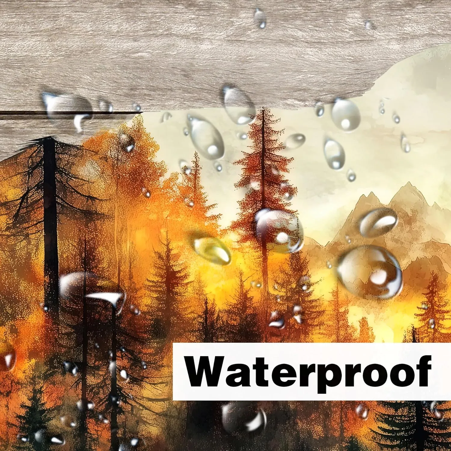 Rustic Bear Shower Curtain Country Wild Animals Forest Plank Background Bath Curtain Set Mountain Woodland Nature Bear Shower Curtain Rustic with 12 Hooks 72 X 72 Inch