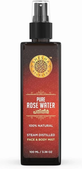 S.HESHA AYURVEDA Pure Rose Water (100% Natural, Steam Distilled) Pet Bottle - 100Ml