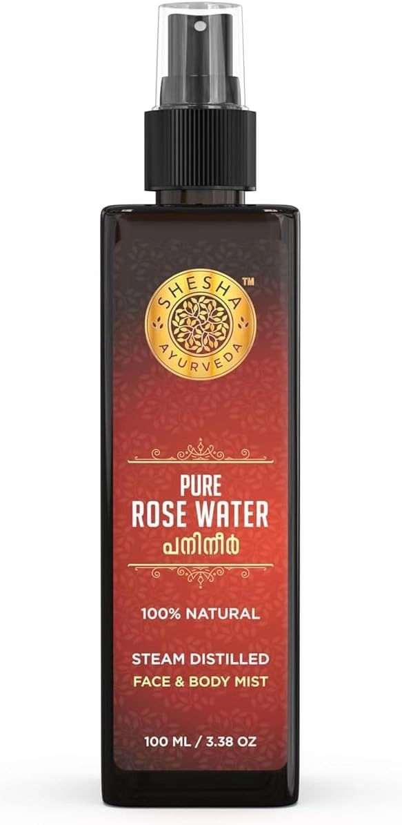 S.HESHA AYURVEDA Pure Rose Water (100% Natural, Steam Distilled) Pet Bottle - 100Ml