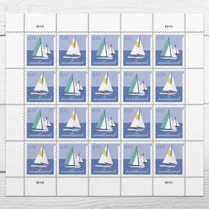 Sailboats Postcard Stamps (2 Sheets (40 Stamps))