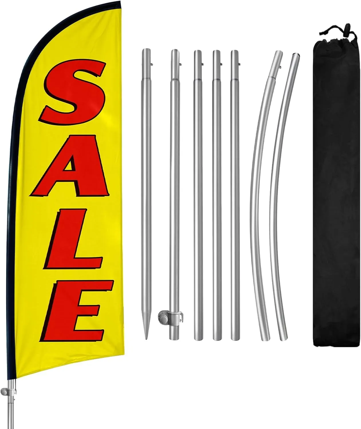 Sale Signs for Outside, 8FT Sale Swooper Flag, Eye Catching Yard Sale Flag with Complete Pole Kit and Ground Spike for Retail Store Advertising