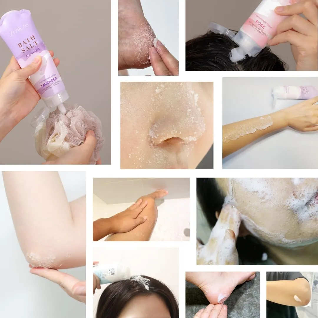 Salt Body Scrub - Exfoliating Salt Scrub to Exfoliate & Moisturize Skin, Deep Cleansing - 7 oz (Rose)