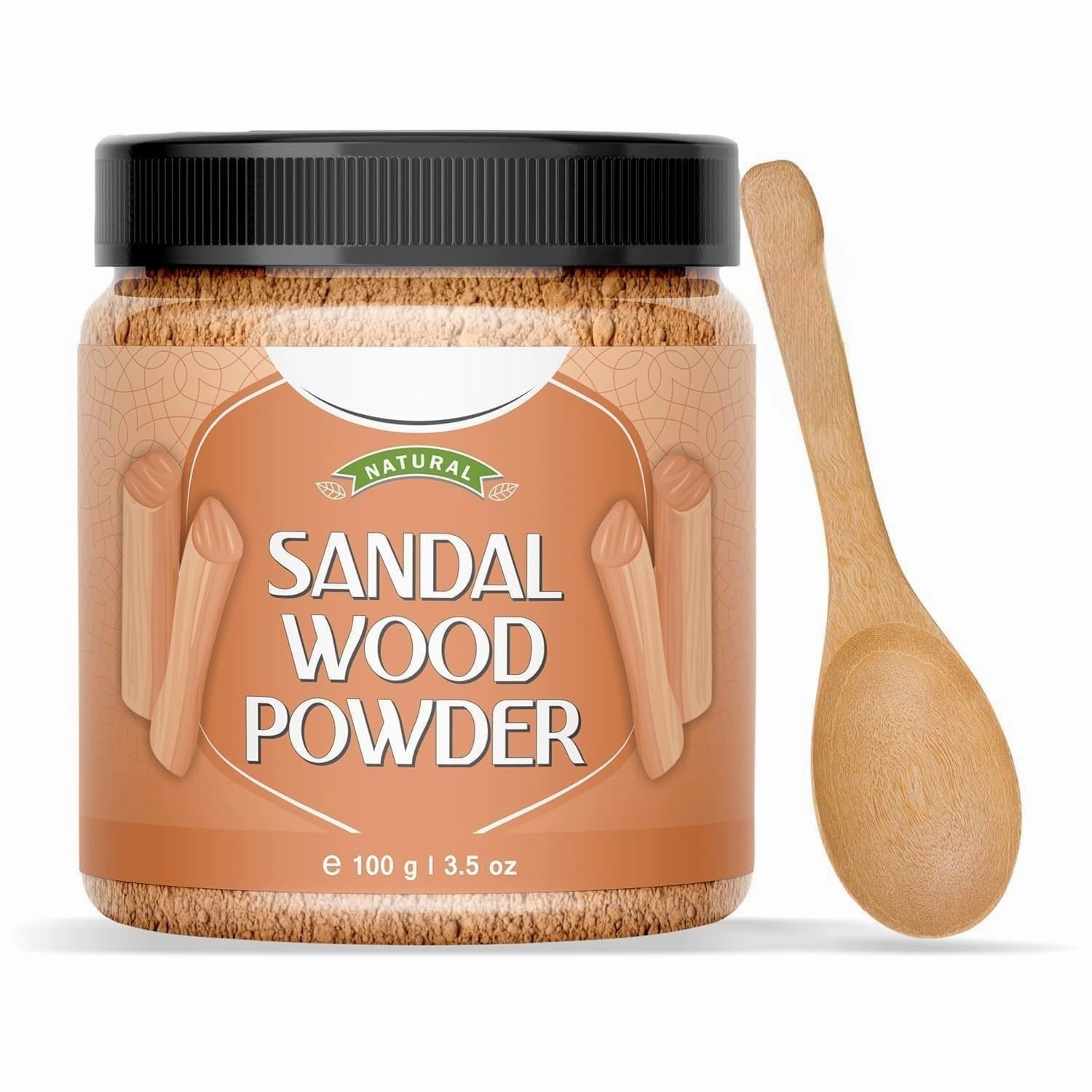 San.dalwood Powder Face Pack for Glowing Tan Removal - Pure, Natural, and Effective Facial Care with Santalum Album Chandan Powder, Includes Wooden Spoon – 100g | 3.5 Oz