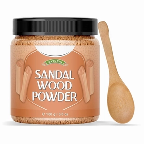 San.dalwood Powder Face Pack for Glowing Tan Removal - Pure, Natural, and Effective Facial Care with Santalum Album Chandan Powder, Includes Wooden Spoon – 100g | 3.5 Oz