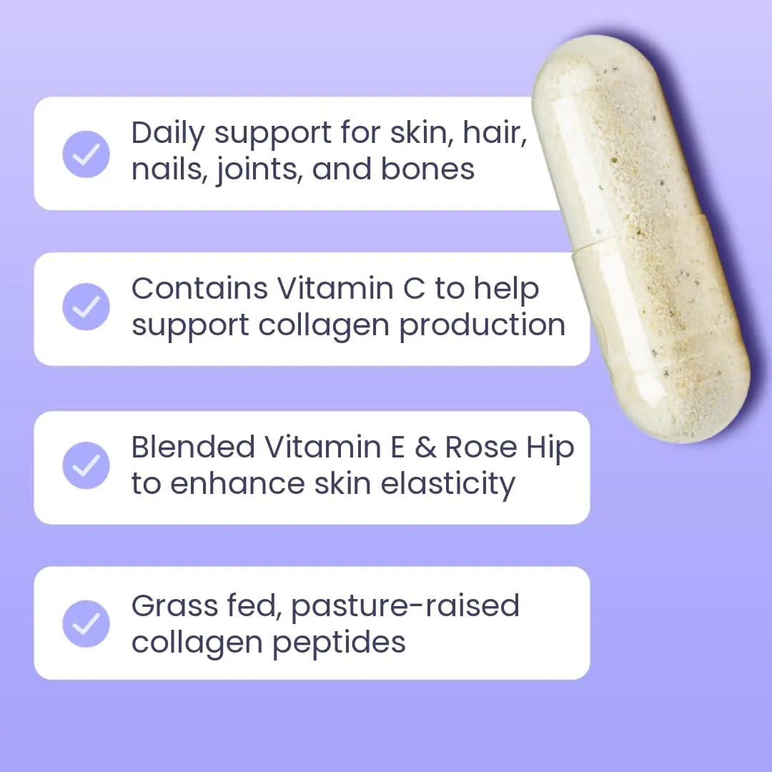 Sanar Naturals Collagen Pills with Vitamin C, E - Supports Hair, Nail, Skin, Joint & Bone Health - Hydrolyzed Collagen for Women & Men Supplement - Grass Fed, Non-GMO, 150 Capsules