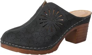 Sandals for Women 2025 Chunky Platform Mules Sandals Slip on Block Heels Square Toe High Heeled Dress Shoes