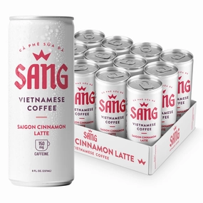 SANG Vietnamese Iced Coffee - Saigon Cinnamon Flavor 8oz Canned (12-Pack), Robusta and Arabica, 150mg Caffeine, Ready to Drink, Gluten-Free, Energy Drink