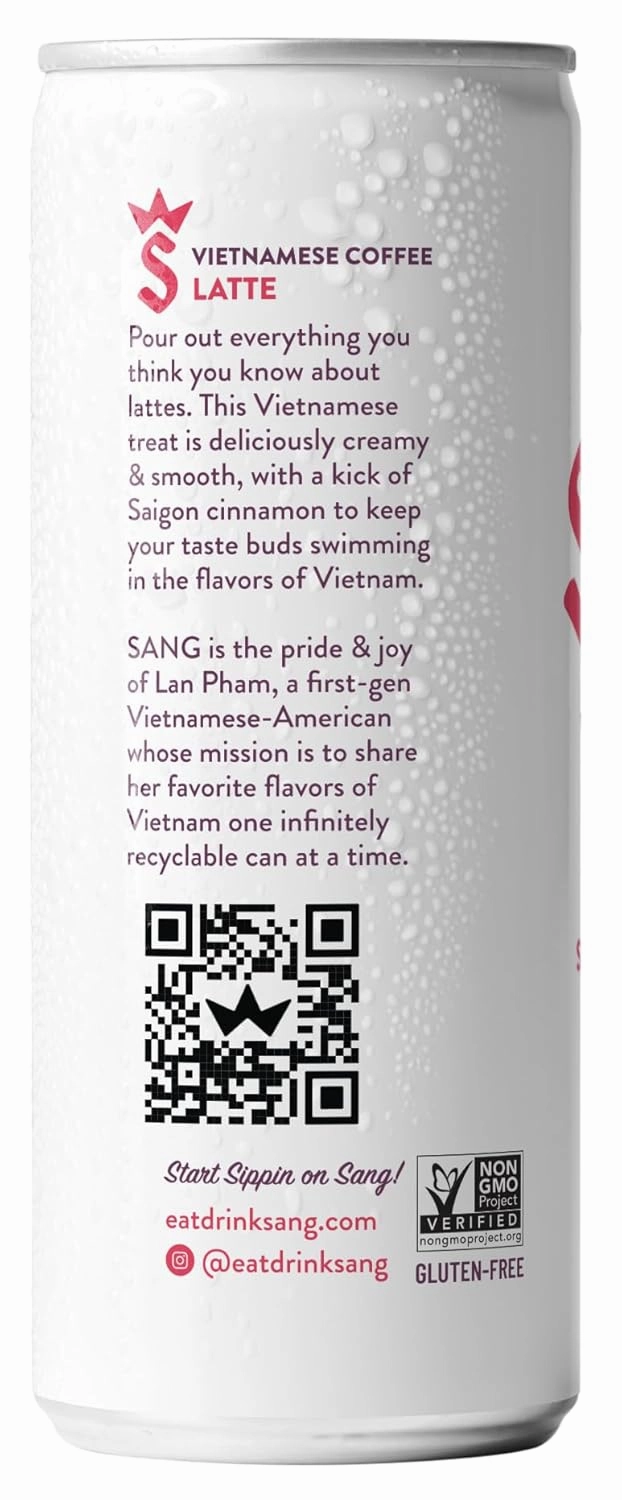SANG Vietnamese Iced Coffee - Saigon Cinnamon Flavor 8oz Canned (12-Pack), Robusta and Arabica, 150mg Caffeine, Ready to Drink, Gluten-Free, Energy Drink