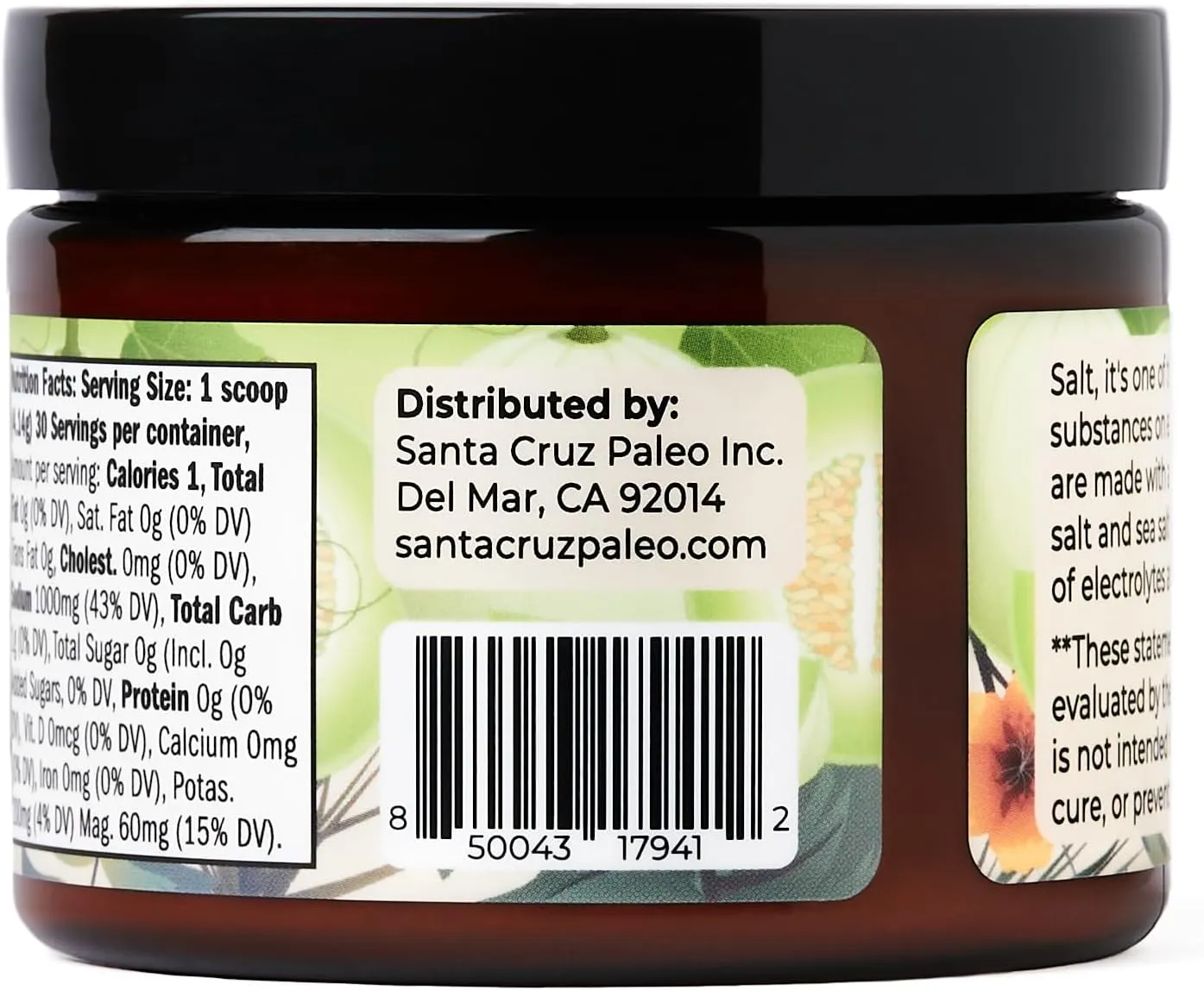 Santa Cruz Paleo Electrolyte Powder, Honeydew Melon Flavor, Sugar Free Hydration Drink Mix with Himalayan Pink Salt, Sea Salt, Magnesium Glycinate, Potassium Chloride, Sweetened with Stevia, 30 Srvgs