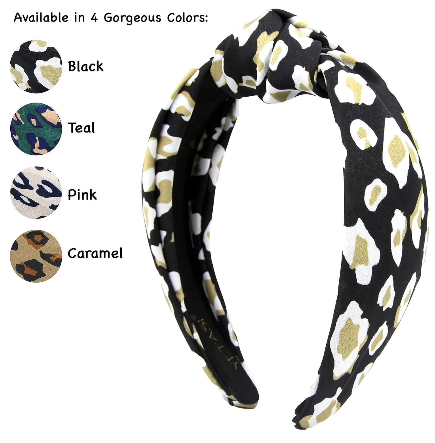 Satin Leopard Headbands for Women are Classy. Chic Cheetah Fashion Headband Designer Beige, Black Knotted Headband for Women
