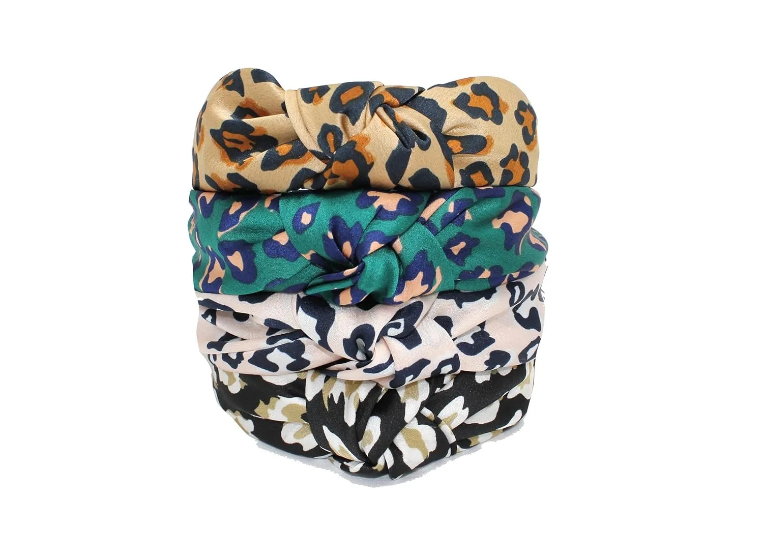 Satin Leopard Headbands for Women are Classy. Chic Cheetah Fashion Headband Designer Beige, Black Knotted Headband for Women