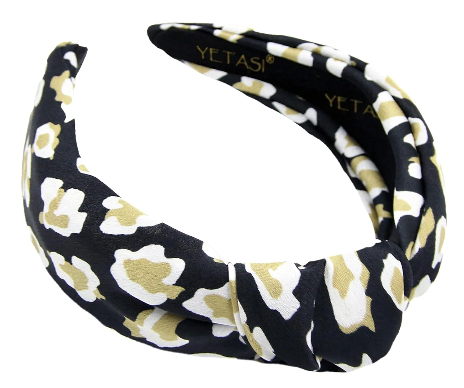 Satin Leopard Headbands for Women are Classy. Chic Cheetah Fashion Headband Designer Beige, Black Knotted Headband for Women