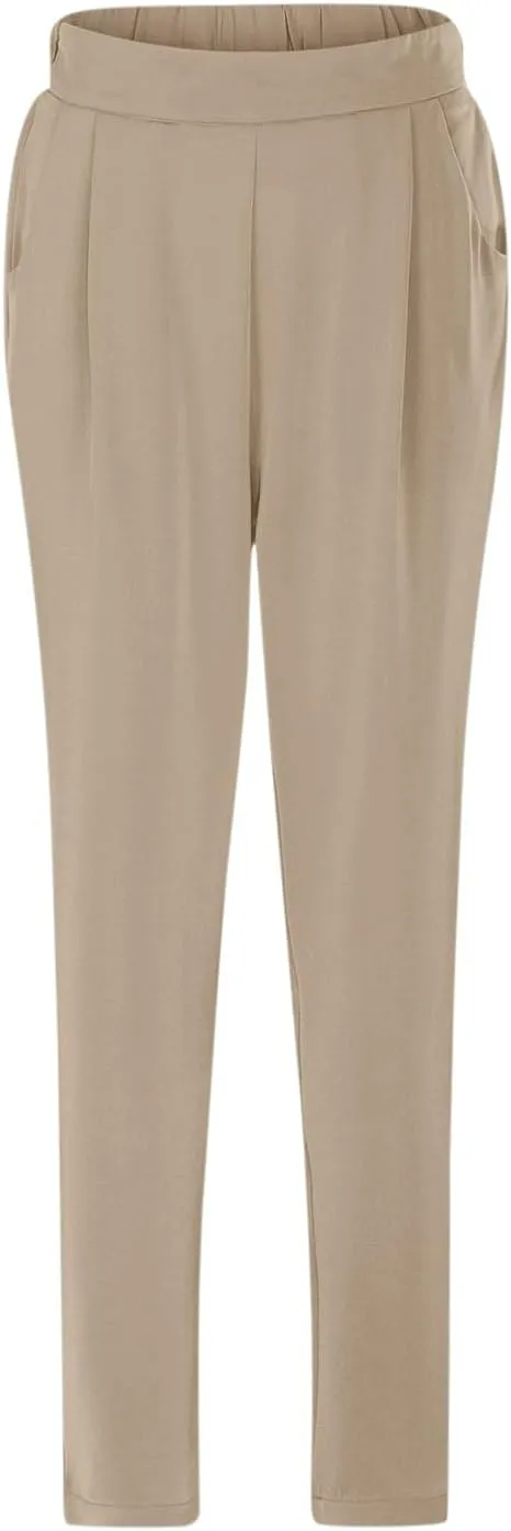 Satin Pants for Women High Waisted Pants Casual Loose Fitting Slacks with Imitation Silk Pockets Stretchy Trousers