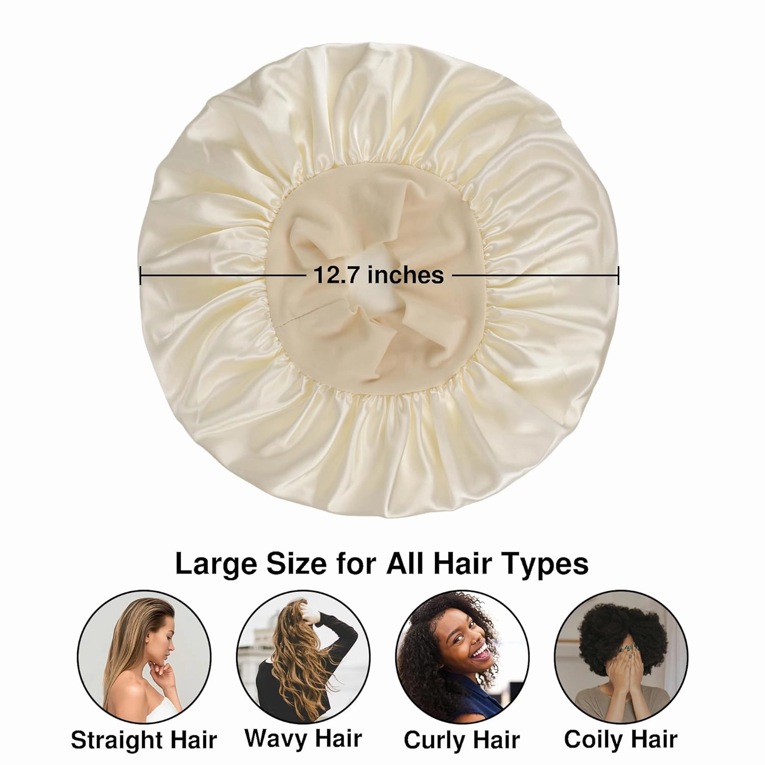 Satin Bonnet Silk Hair Bonnet for Sleeping Women Men Night Cap Sleep Bonnet Hat Hair Cap 9 Pack with Wide Band, Beige