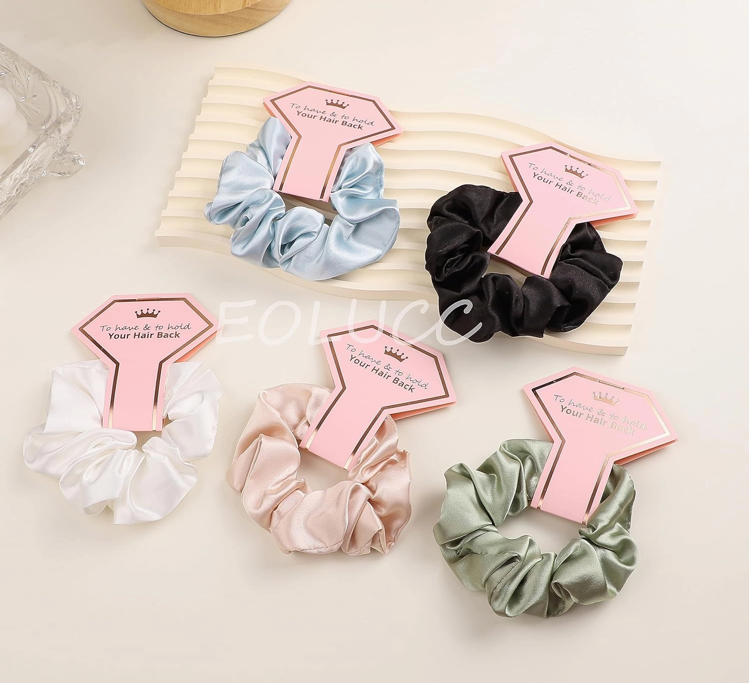 Satin Bridesmaid Scrunchies Bridesmaid Proposal Gifts Set of 14 Bachelorette Hair Ties Scrunchies Bachelorette Party Favors for Bridal Wedding Parties-(White & Beige)