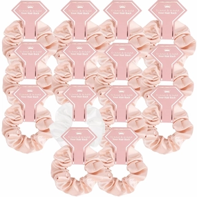 Satin Bridesmaid Scrunchies Bridesmaid Proposal Gifts Set of 14 Bachelorette Hair Ties Scrunchies Bachelorette Party Favors for Bridal Wedding Parties-(White & Beige)