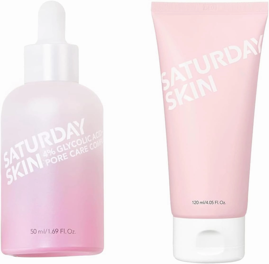 Saturday Skin Pore Serum Active Treatment for Face 4% Glycolic Acid Pore Care Complex Help Refine Skin’s Texture and Face Cleanser Hydrating Foam Cleanser Makeup Remover and Face Wash