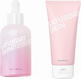 Saturday Skin Pore Serum Active Treatment for Face 4% Glycolic Acid Pore Care Complex Help Refine Skin’s Texture and Face Cleanser Hydrating Foam Cleanser Makeup Remover and Face Wash