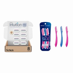 Schick Intuition Refill, Pure Nourishment Razors for Women | Intuition Razor Blades Refill & Schick Hydro Silk Touch-Up Dermaplaning Tool with Precision Cover, 3ct | Dermaplane Razor