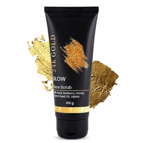 Scrub for Face 24K Gold, Cream for Pore Tightening, Boosts Glow and Radiance, Smoothens Texture, Contains Mulberry, Honey, Jojoba Oil, For Men and Women, All Skin Types, 100gms