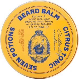 SEVEN POTIONS Beard Balm for Men - Conditioning Softener to Nourish Skin and Facial Hair, Stop Beard Itch - All-Natural, Vegan, Cruelty Free - Citrus Tonic (2 FL OZ)