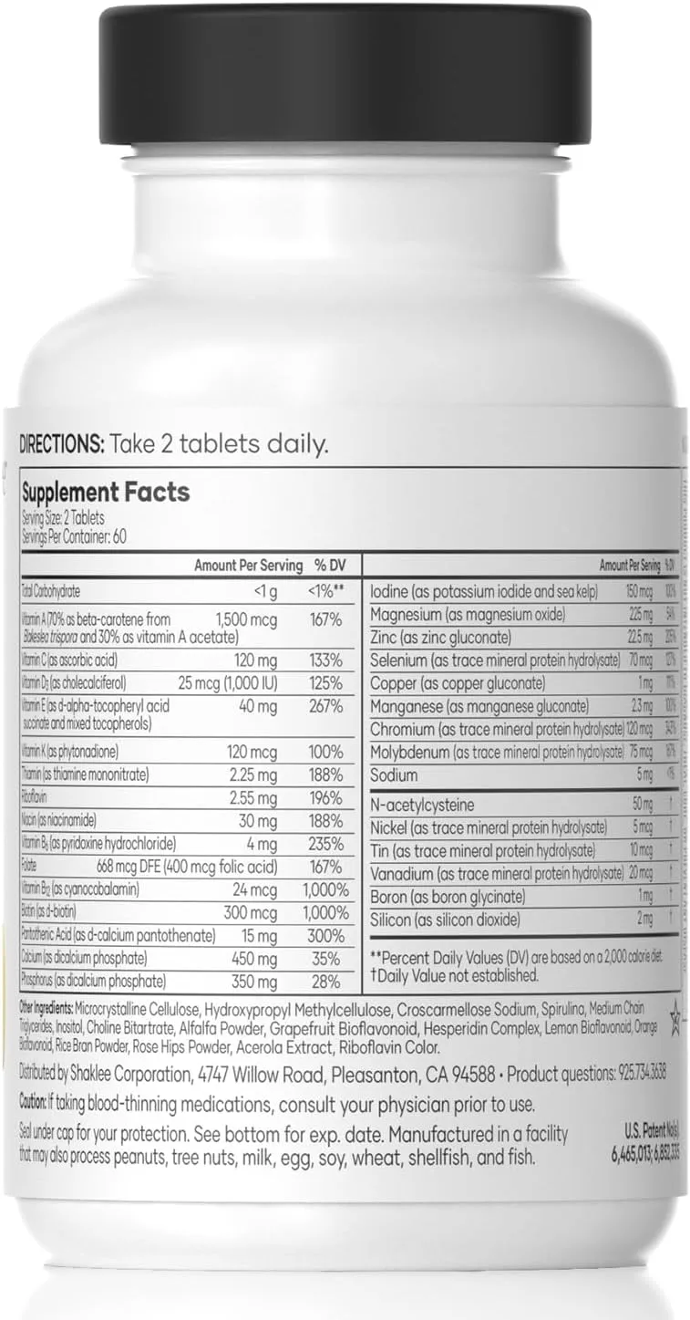 Shaklee Vita-Lea Gold® with Vitamin K for Adults Over 50 - High-Potency Formula for Heart, Immune, Bone, and Joint Health - Supports Physical Energy & Healthy Aging - Essential Vitamins - 120 Tablets