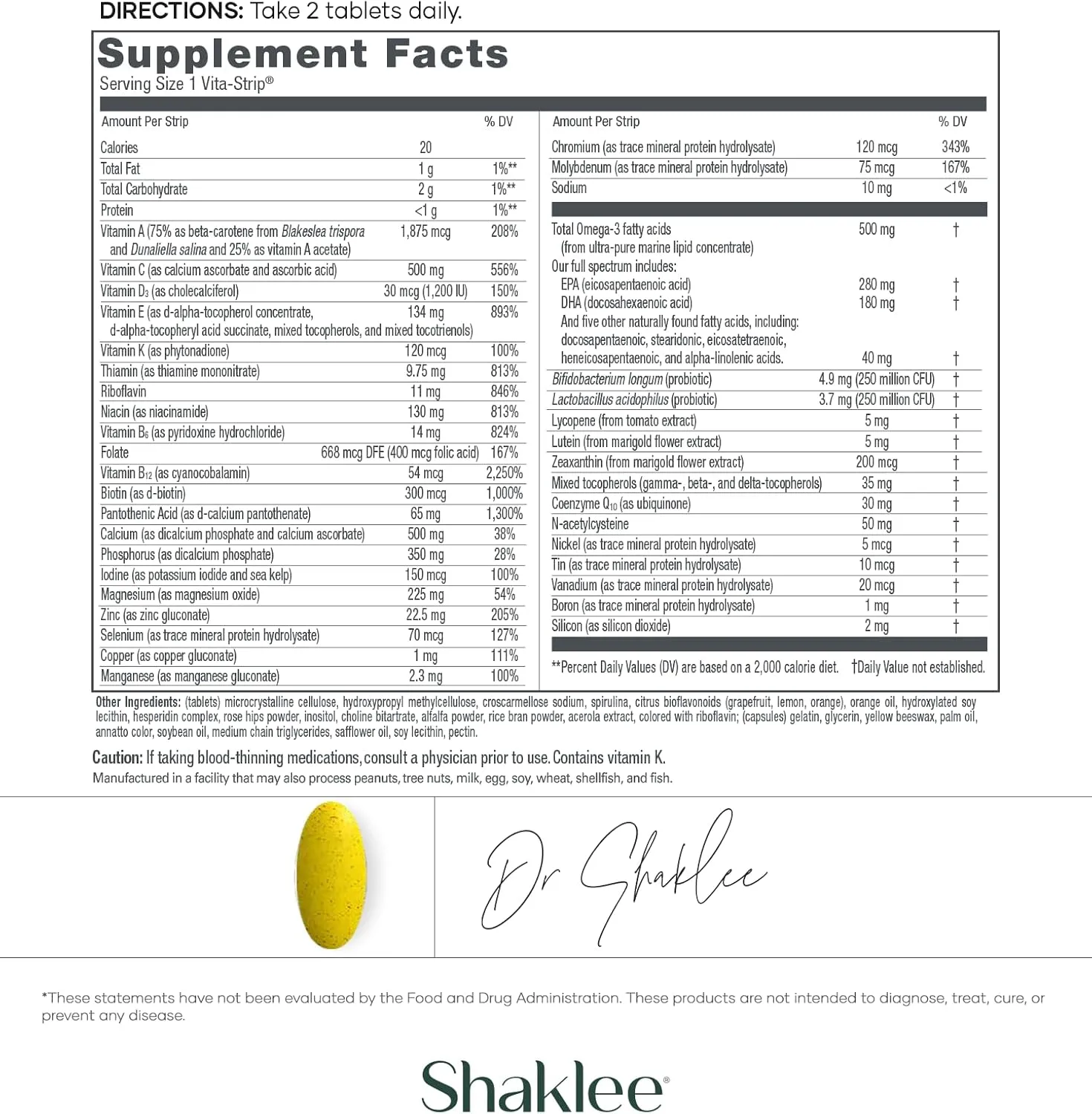 Shaklee Vita-Lea Gold® with Vitamin K for Adults Over 50 - High-Potency Formula for Heart, Immune, Bone, and Joint Health - Supports Physical Energy & Healthy Aging - Essential Vitamins - 120 Tablets