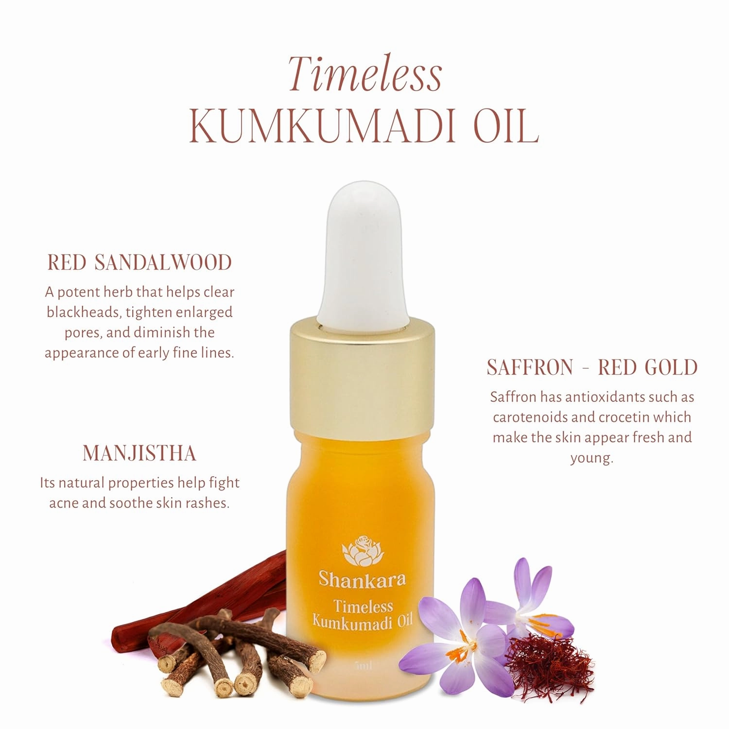 Shankara Kumkumadi Oil with Pure Saffron and Ayurvedic Herbs (Original Aroma 5ml)