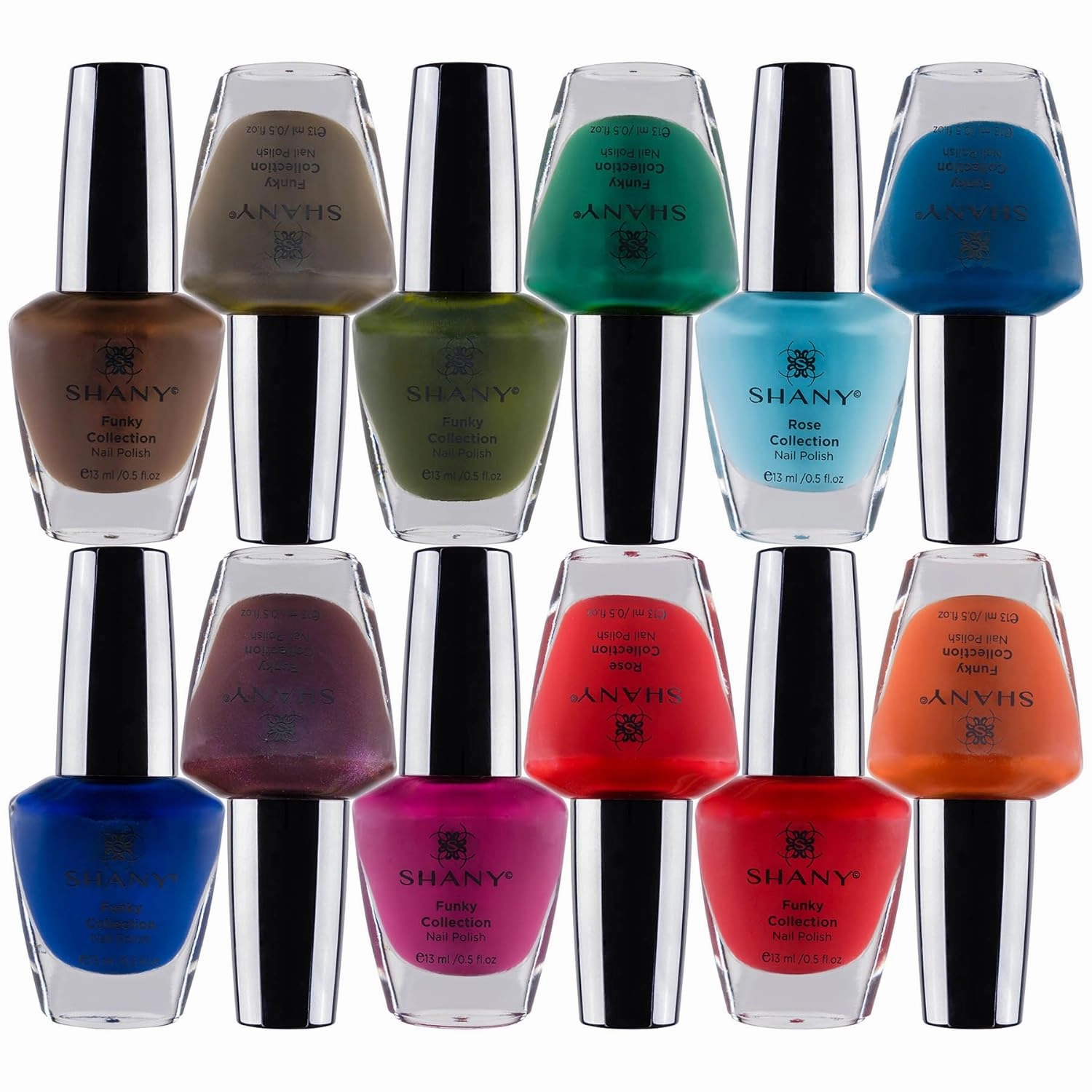 SHANY Cosmetics Nail Polish Set - 12 Bold and Quirky Shades in Gorgeous Semi Glossy and Shimmery Finishes - Funky Collection (Pack of 4)