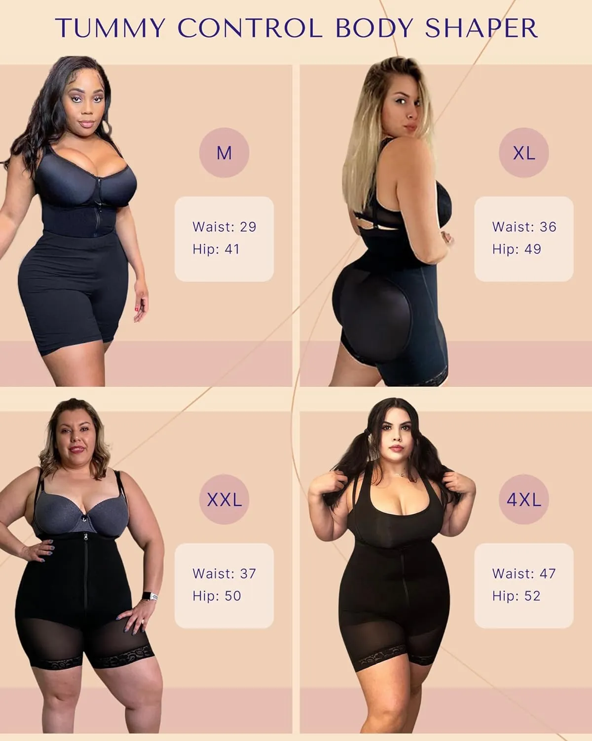 SHAPELLX Fajas Colombianas Shapewear for Women Tummy Control Plus Size Postpartum Body Shaper Butt Lifting Bodysuit