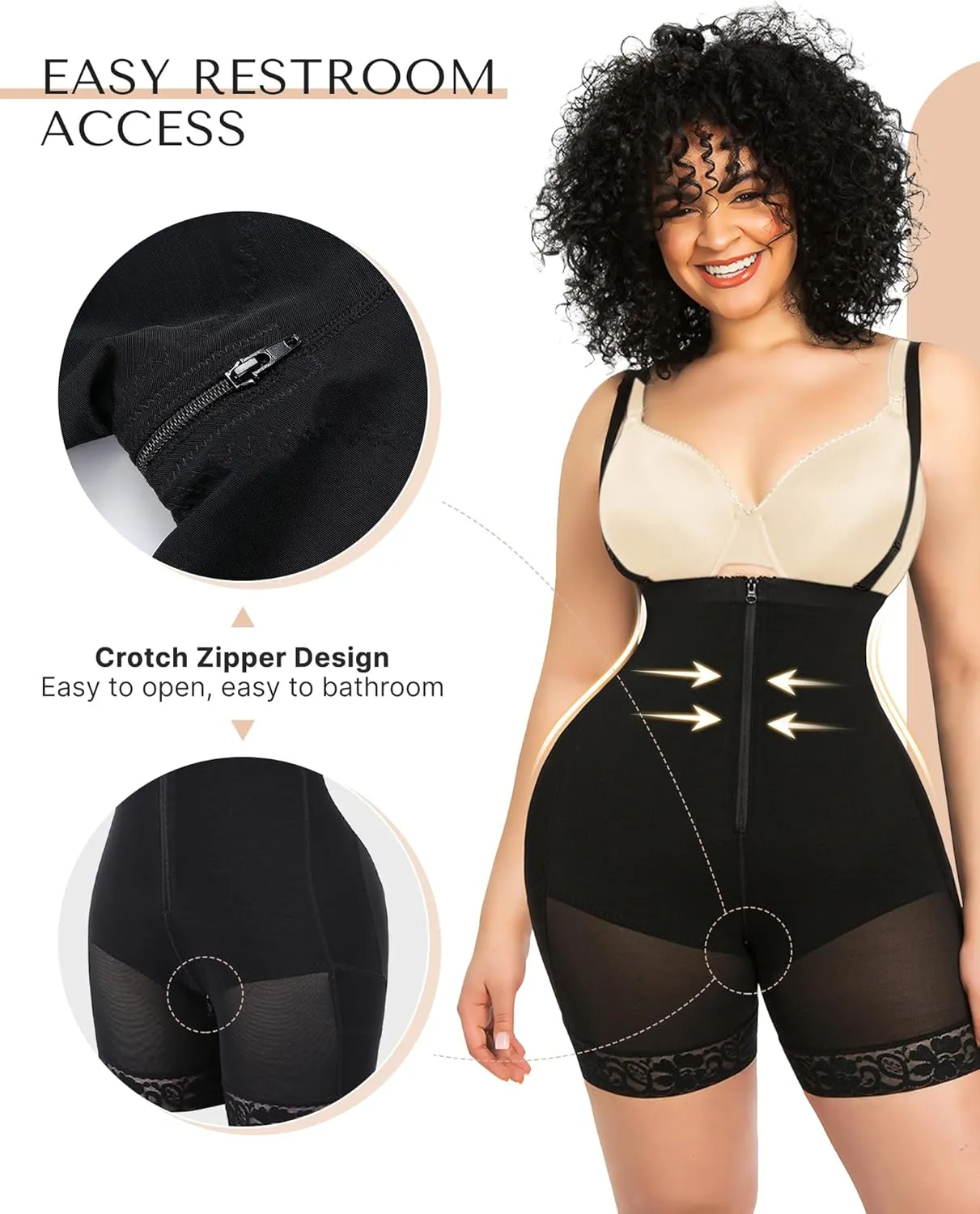 SHAPELLX Fajas Colombianas Shapewear for Women Tummy Control Plus Size Postpartum Body Shaper Butt Lifting Bodysuit