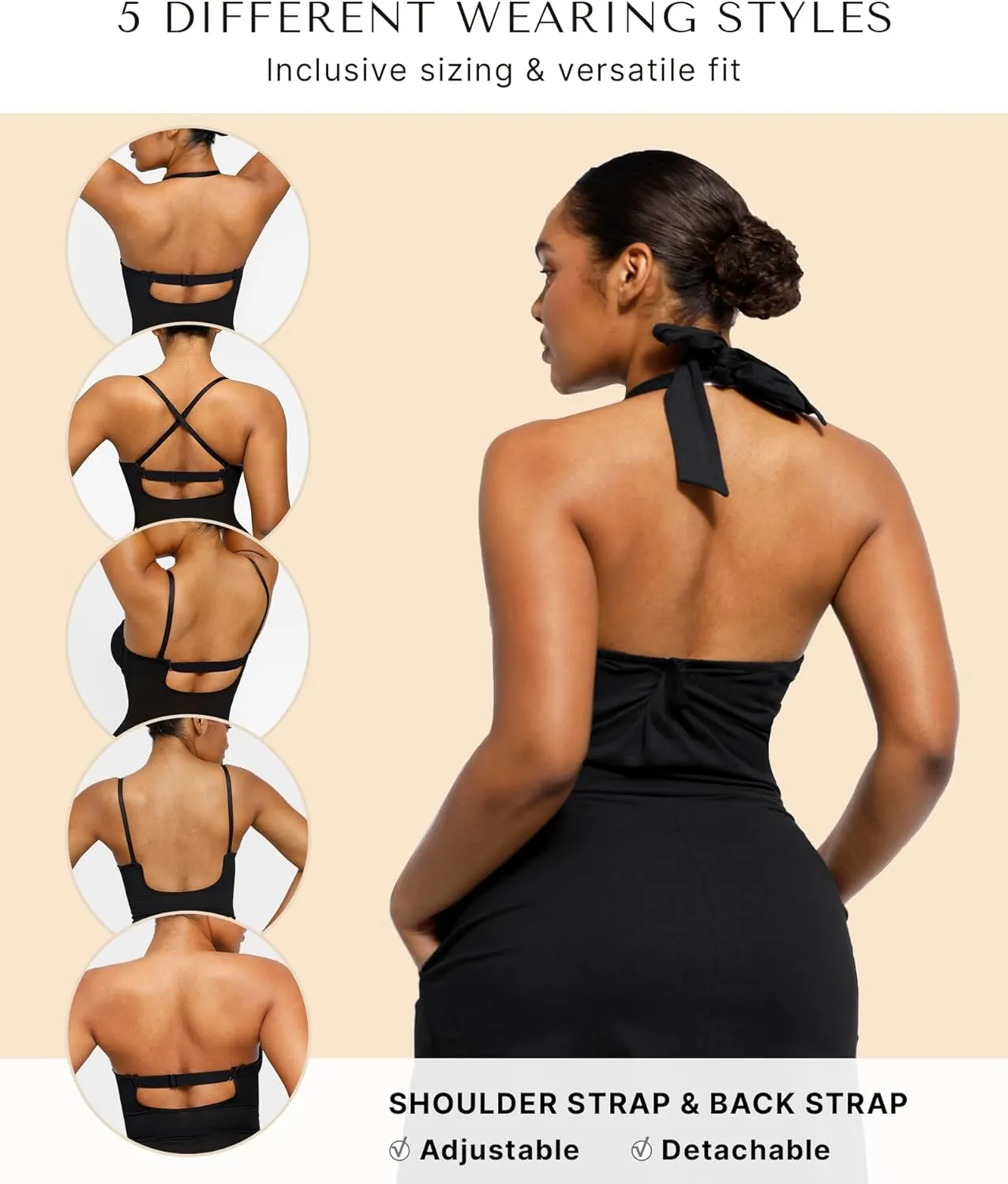 SHAPELLX Strapless Shapewear for Women Deep Plunge Corset Tummy Control Backless Bodysuit Mid Thigh Full Body Shaper