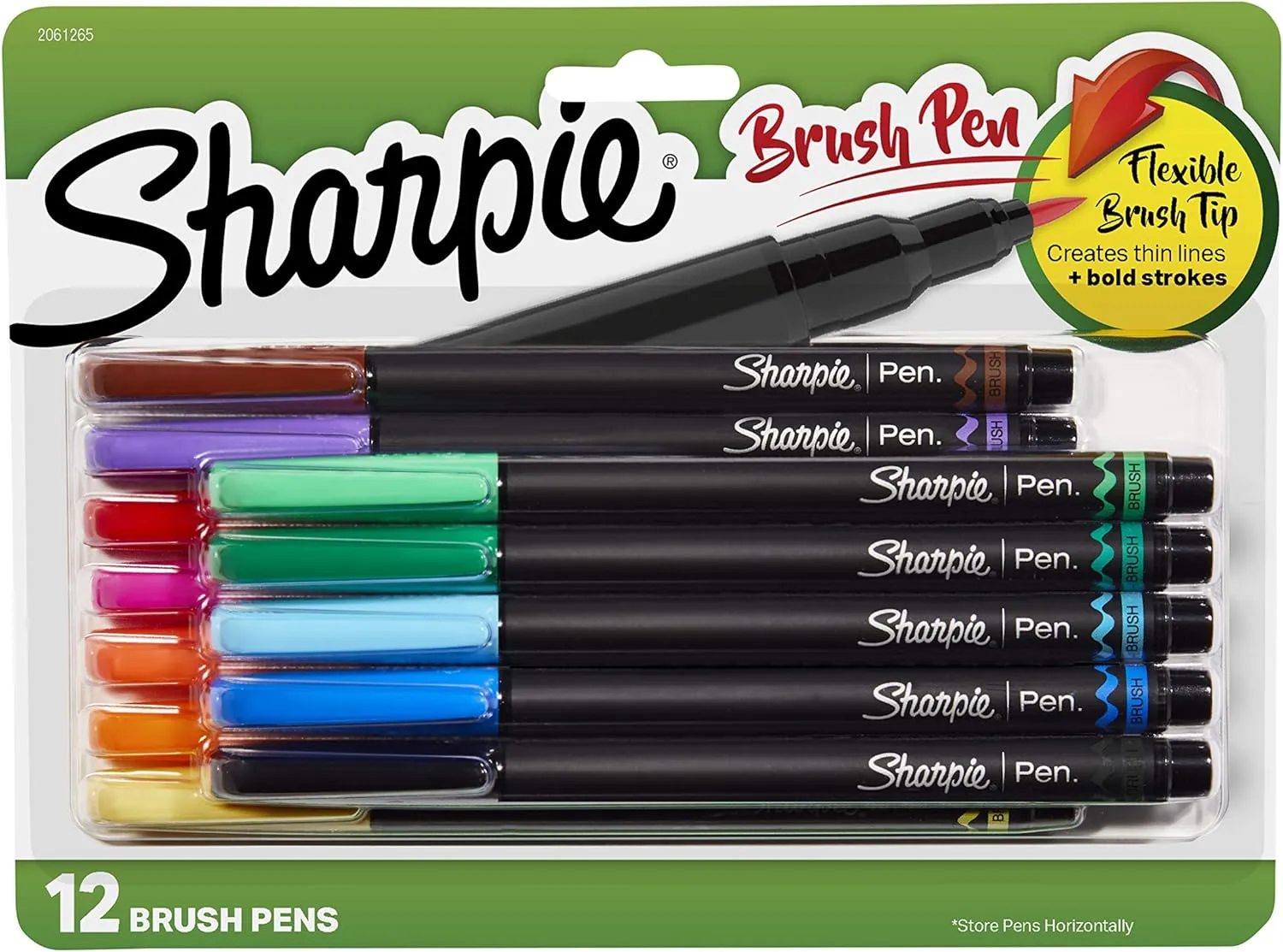 Sharpie Brush Tip Pens, Assorted Colors, 12 Count