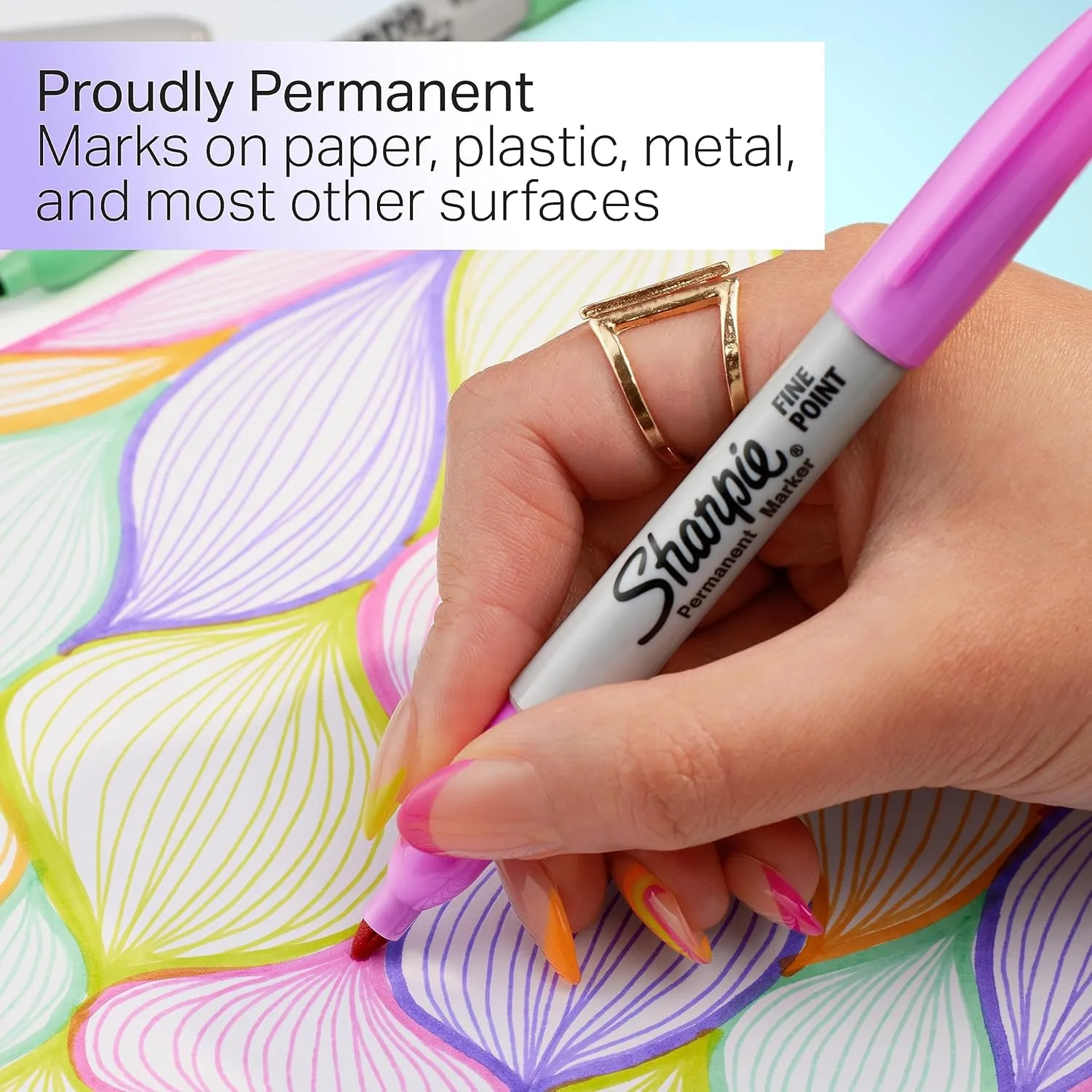 Sharpie Glam Pop Permanent Markers Fine Tip Marker Set Coloring Art Drawing Writing Markers 34 Count