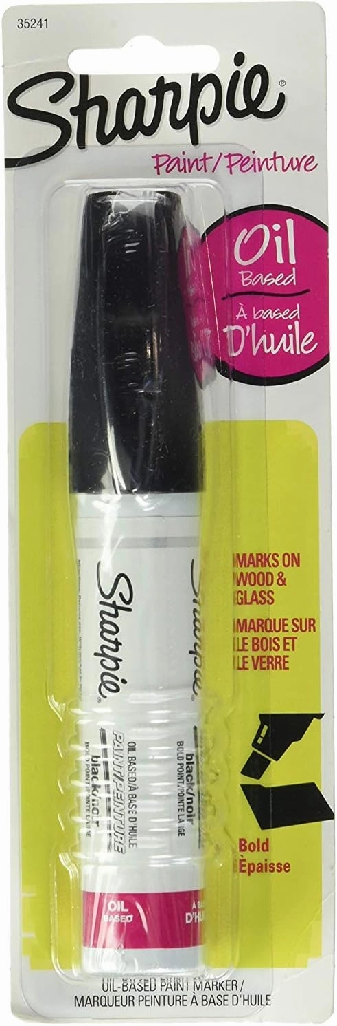 Sharpie Oil-Based Paint Marker, Bold Point, Black Ink, Pack of 3