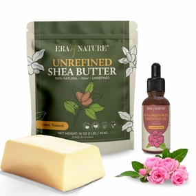Shea Butter 1lb   Bulgarian Rose Oil Bundle – Pure, Natural Skincare for Hydration, DIY Body Butters, and Beauty Care