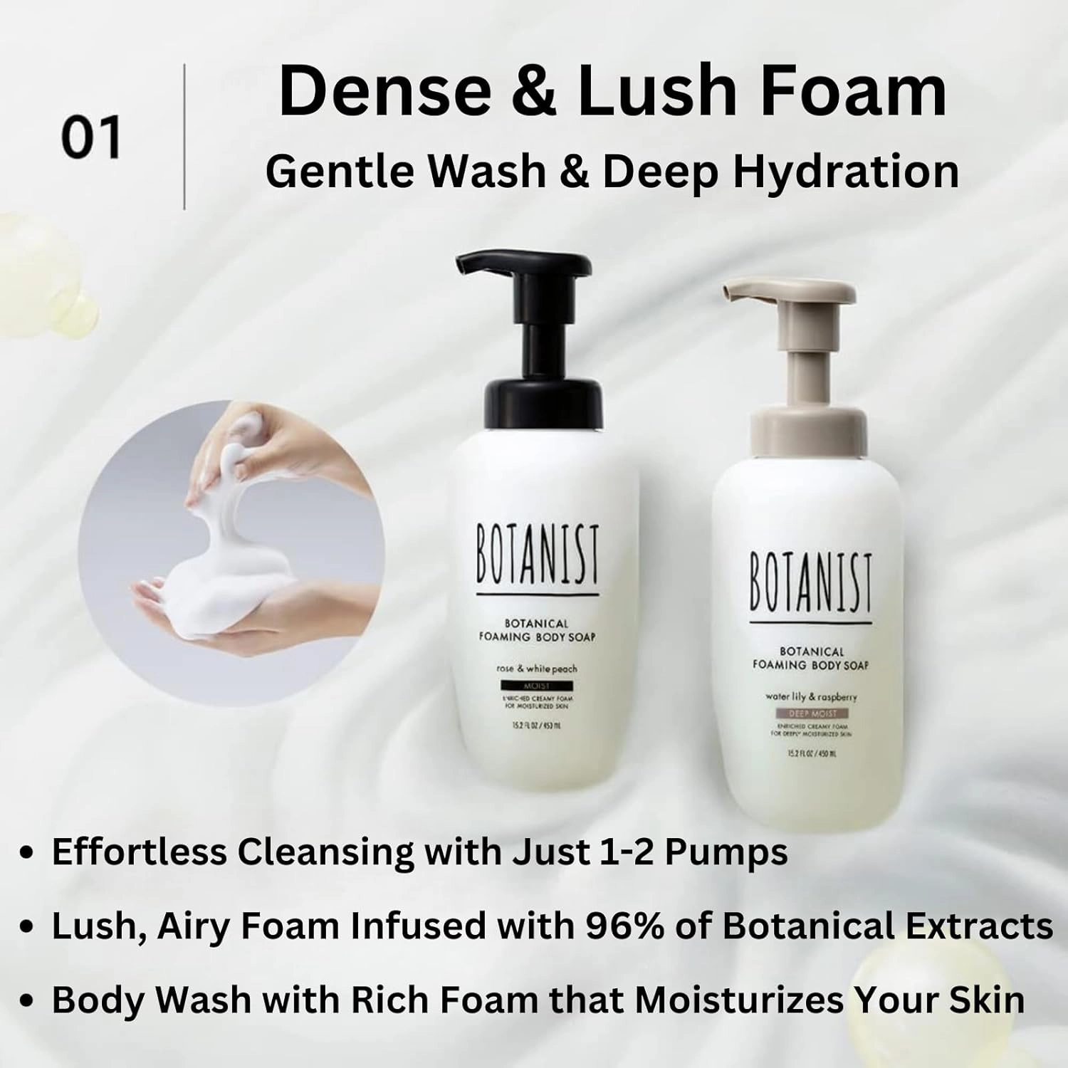 Shea Butter Body Wash Foaming for Sensitive & Dry Skin, Organic Liquid Soap for Women & Men with Botanical Buttermilk from Japan, Sulfate & Paraben Free, Rose & White Peach, 15.2 Fl Oz