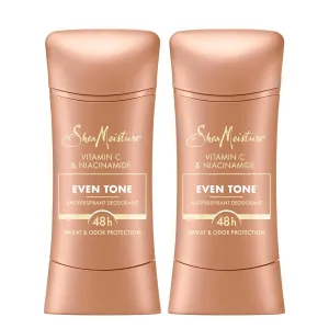 SheaMoisture Antiperspirant Deodorant Stick Even Tone Vitamin C & Niacinamide 2 Count for 48HR Sweat & Odor Protection with No Parabens & No Mineral Oil 2.6 oz
