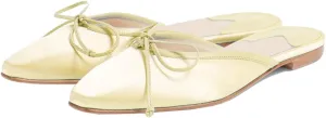 SHODENSE Women Square Toe Bow Mule Flats Satin Slip On Dress Mules Comfy Flat Heel Ballet Shoes Backless Bow Mule Shoes Walking Drive Chic Fashion Spring Fall 4-11 M US