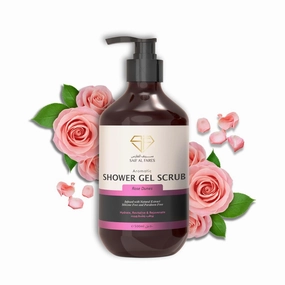 Shower Gel Scrub Alcohol Free, Infused with Natural Extract Exfoliating, Revitalising & Rejuvenating Shower Gel Scrub 16.9 Fl Oz (16.9 Fl Oz (Pack of 1), Rose)