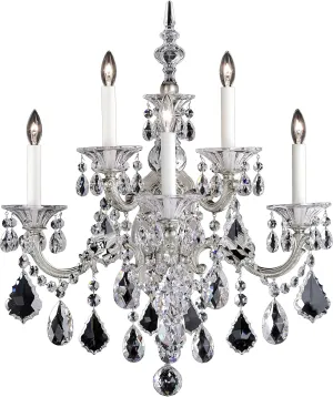Signature 5003-22S, La Scala 5 Light 22in x 27in Wall Sconce in Heirloom Gold with Clear Swarovski Crystals