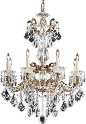 Signature 5007-23, La Scala 8 Light 25in x 34in Chandelier in Etruscan Gold with Clear Heritage Handcut Crystals