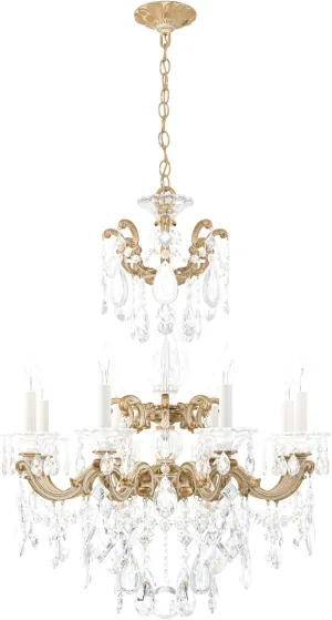 Signature 5007-27, La Scala 8 Light 25in x 34in Chandelier in Parchment Gold with Clear Heritage Handcut Crystals