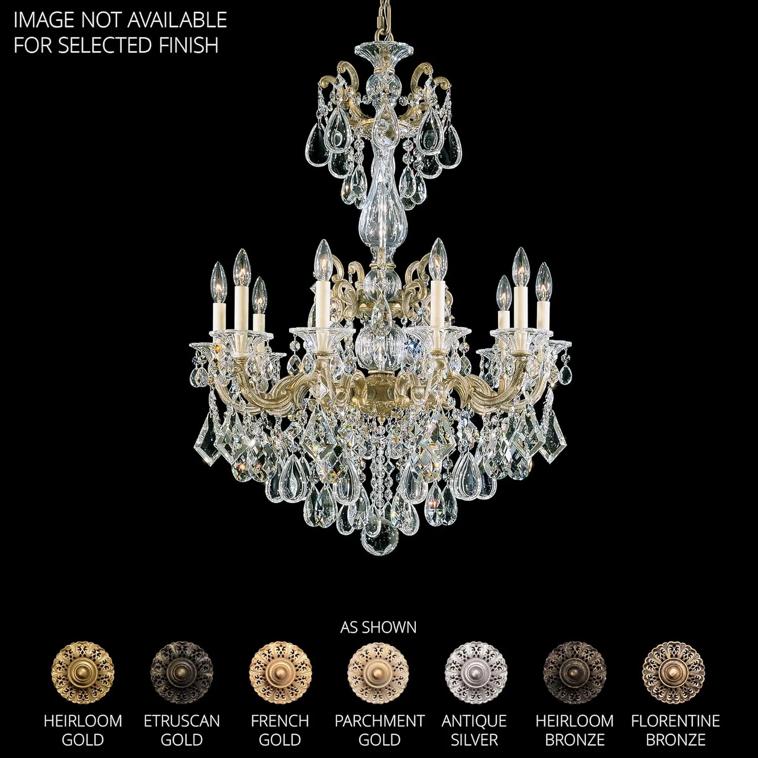 Signature 5008-22, La Scala 10 Light 28in x 38in Chandelier in Heirloom Gold with Clear Heritage Handcut Crystals