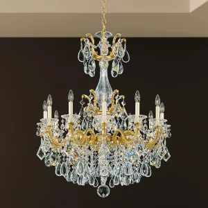 Signature 5011-23S, La Scala 12 Light 33in x 41in Chandelier in Etruscan Gold with Clear Swarovski Crystals