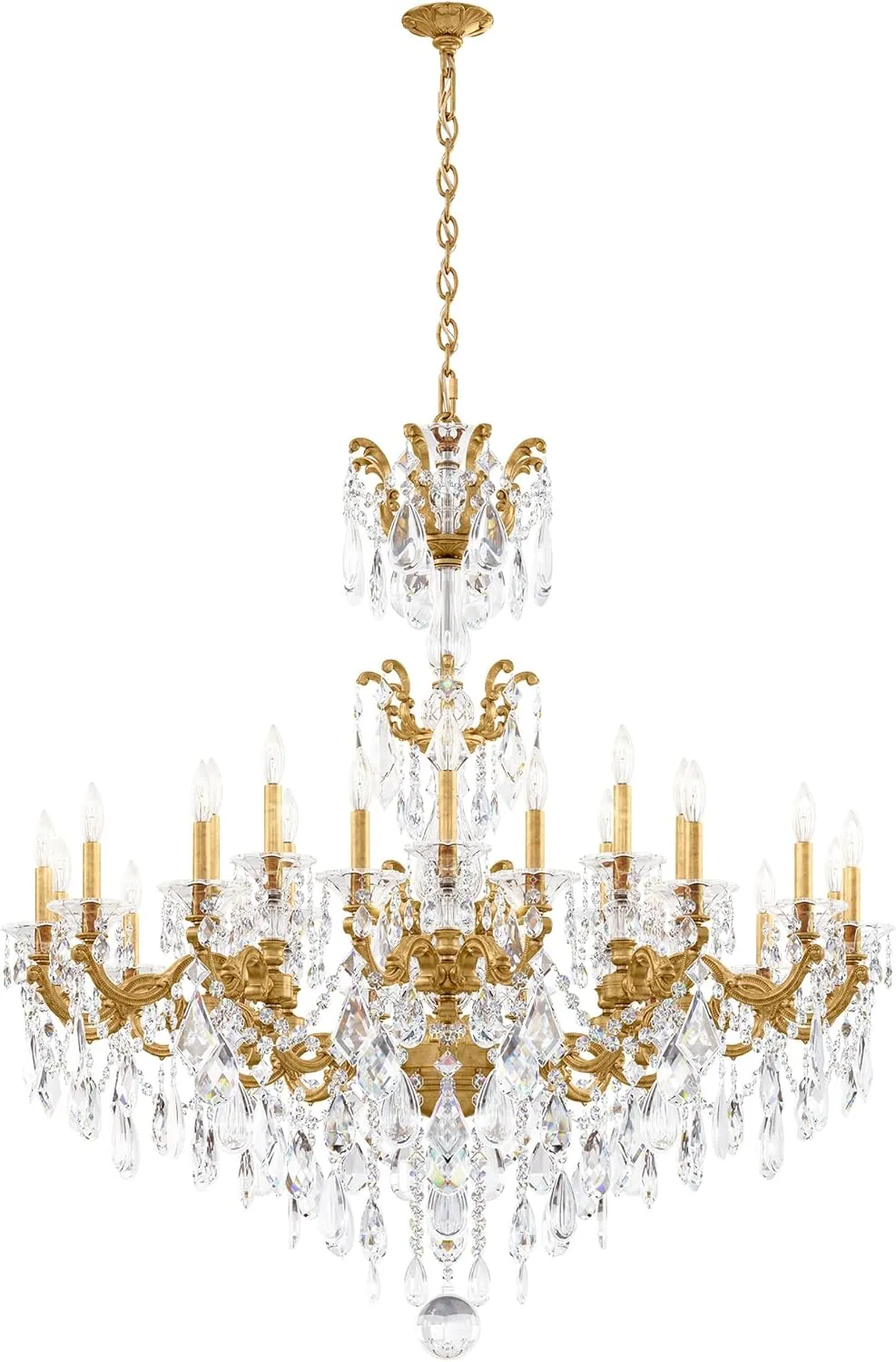 Signature 5013-22, La Scala 24 Light 46in x 48in Chandelier in Heirloom Gold with Clear Heritage Handcut Crystals